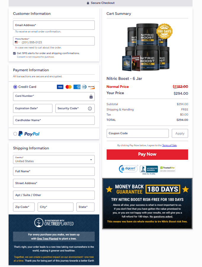 Nitric Boost Ultra Secure Order Page
